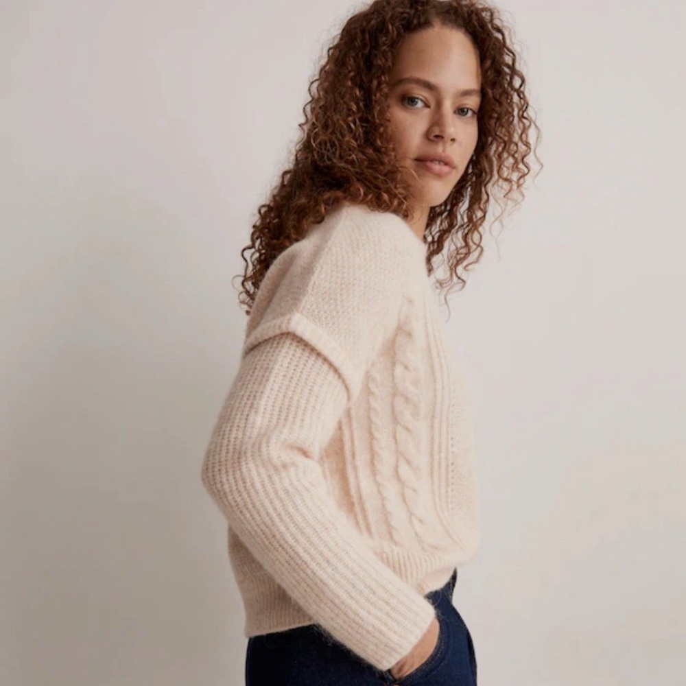 Madewell Cream Cable Knit Sweater